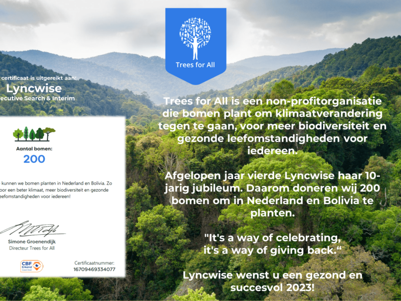 Trees for All Banner - eindejaarsgroet Lyncwise