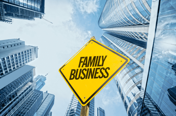 Bord Familie Business en kantoorgebouwen - familiebedrijven Impact van Bevlogenheid